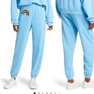 NEW Aviator rainbow sweatpants in light blue